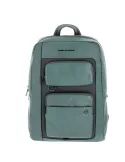 Zaino in pelle e tessuto PQ Liko con porta pc da 14, verde