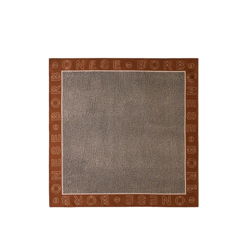 Borbonese silk scarf, caramel-op natural