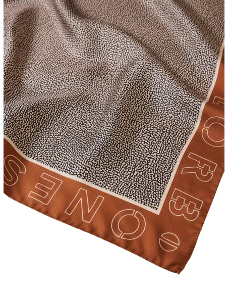 Foulard Borbonese con logo OP, caramello-op naturale