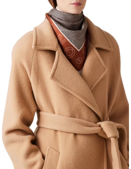 Foulard Borbonese con logo OP, caramello-op naturale