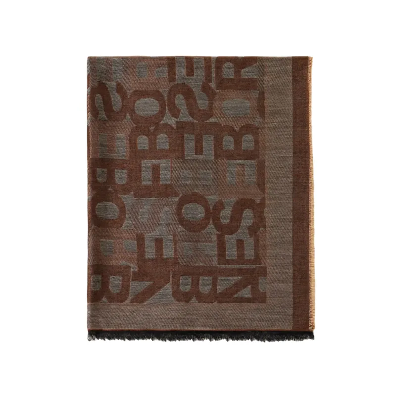 Scarf with Borbonese logo, brown
