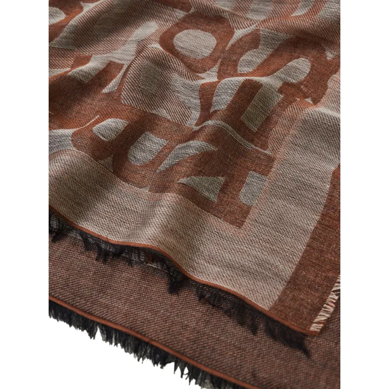Scarf with Borbonese logo, brown 2