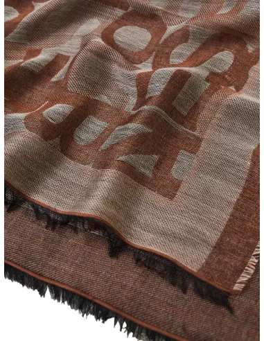 Scarf with Borbonese logo, brown