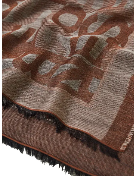 Scarf with Borbonese logo, brown