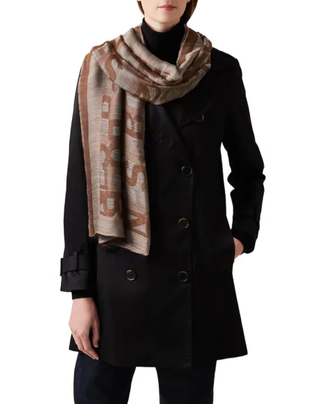 Scarf with Borbonese logo, brown
