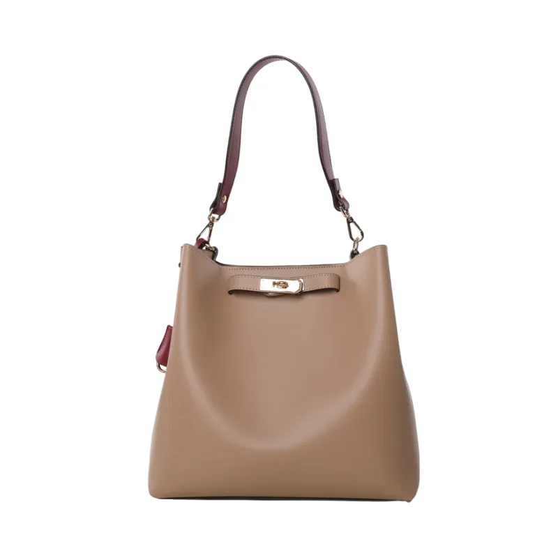 Livia Gianni Notaro Leder- Schultertasche, taupe
