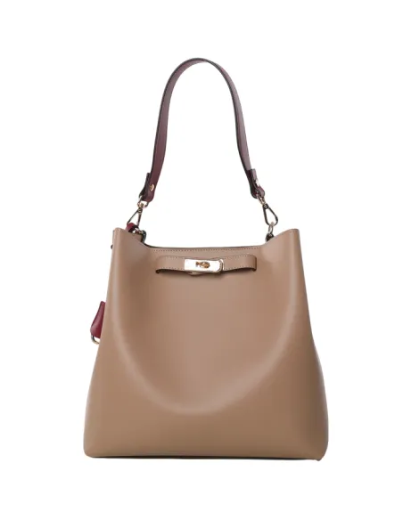 Livia Gianni Notaro Leder- Schultertasche, taupe
