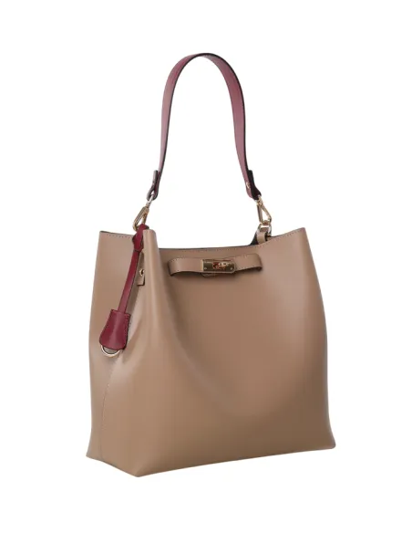 Livia Gianni Notaro Leder- Schultertasche, taupe