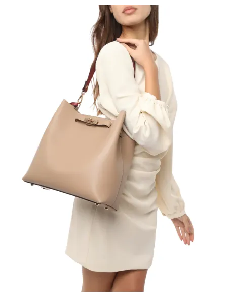 Livia Gianni Notaro Leder- Schultertasche, taupe