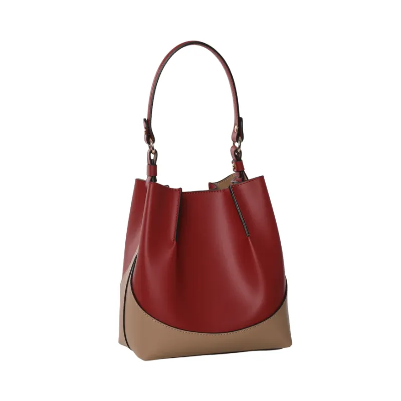 Gianni Notaro small leather bucket bag, burgundy-taupe 2