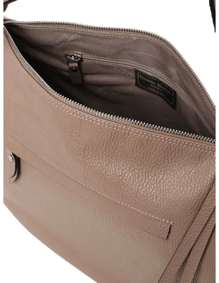 Gianni Notaro Umhängetasche aus Leder, beige