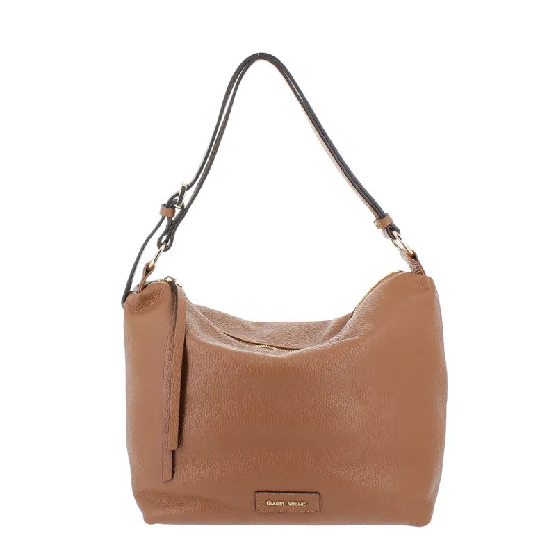 Gianni Notaro Mittlere Leder- Schultertasche, braun