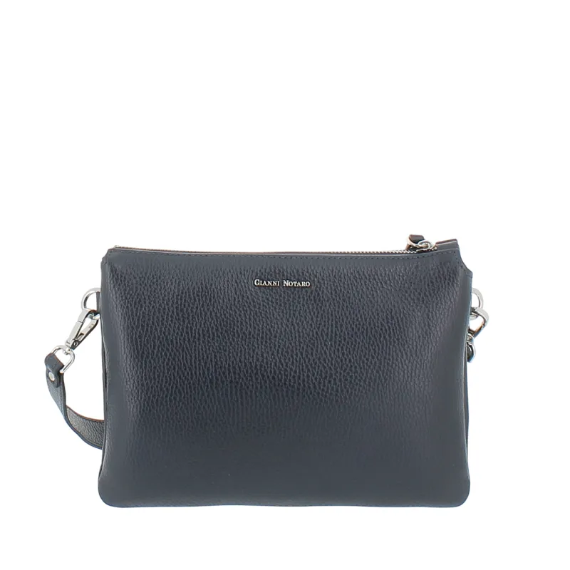 Tracolla in pelle con chiusura con zip Gianni Notaro, blu