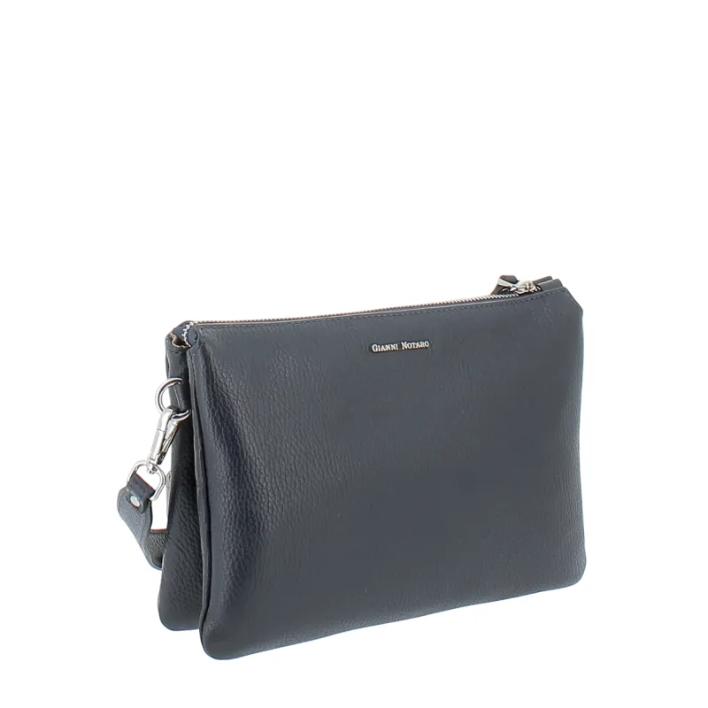 Tracolla in pelle con chiusura con zip Gianni Notaro, blu 2