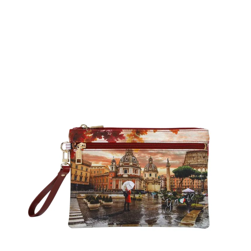 Ynot medium clutch bag with handle, rome raining