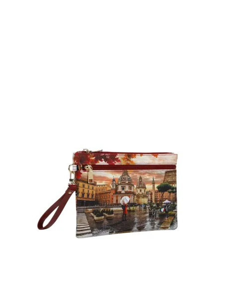 Ynot medium clutch bag with handle, rome raining