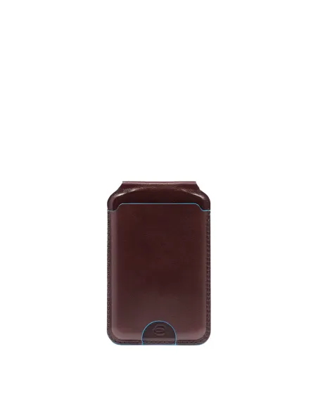 Piquadro MagSafe credit card holder with rechargeable tracker, dark brown