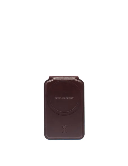 Piquadro MagSafe credit card holder with rechargeable tracker, dark brown