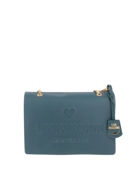 Borsa Moschino con tracolla in catena, smeraldo