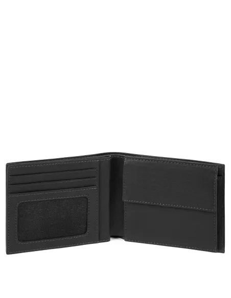 Portafogli con porta monete e porta documenti Piquadro B3, nero