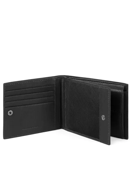 Piquadro B3 Herren-Geldbörse mit Münzfach und Dokumentenhalter, schwarz