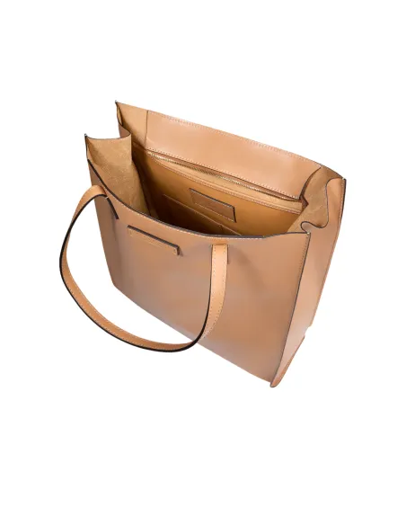 The Bridge Mirra shopping bag with zip fastener, Marzipan