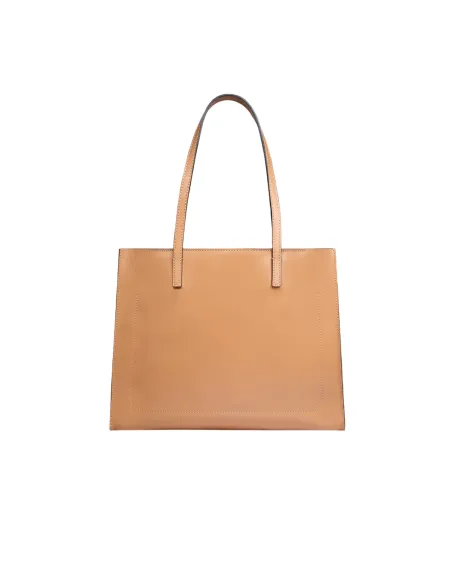 The Bridge Mirra horizontal shopping bag with zip closure, marzipan