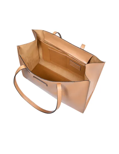 The Bridge Mirra horizontal shopping bag with zip closure, marzipan