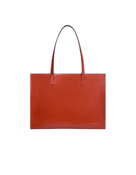 The Bridge Mirra horizontal shopping bag with zip closure, burnt orange