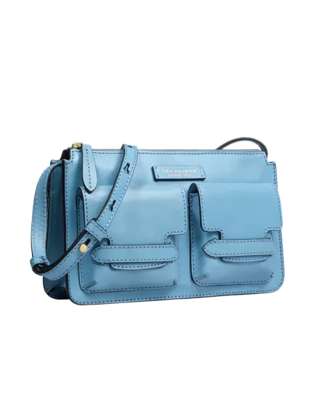 Borsa a tracolla con tasche esterne The Bridge Lucrezia, azzurra