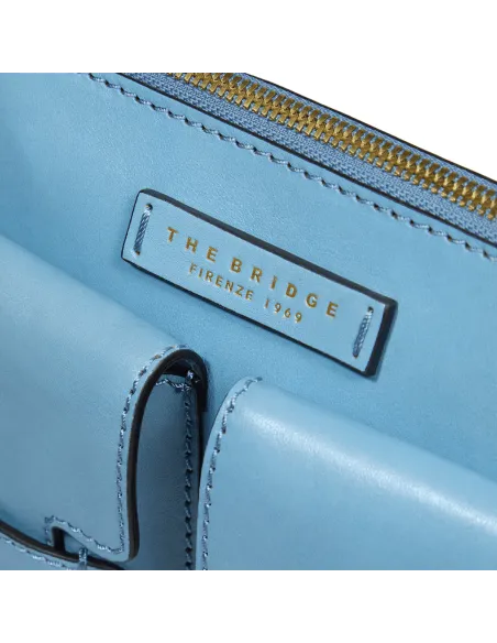 The Bridge Lucrezia cross-body bag with front pockets, Baby Blue