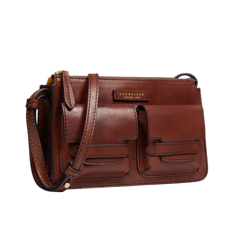 The Bridge Lucrezia cross-body bag with front pockets, brown 2