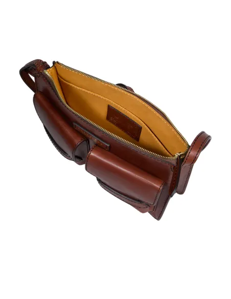 The Bridge Lucrezia cross-body bag with front pockets, brown