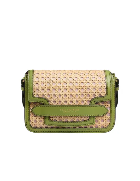 The Bridge Lucrezia cross-body bag in Vienna straw, pistachio green