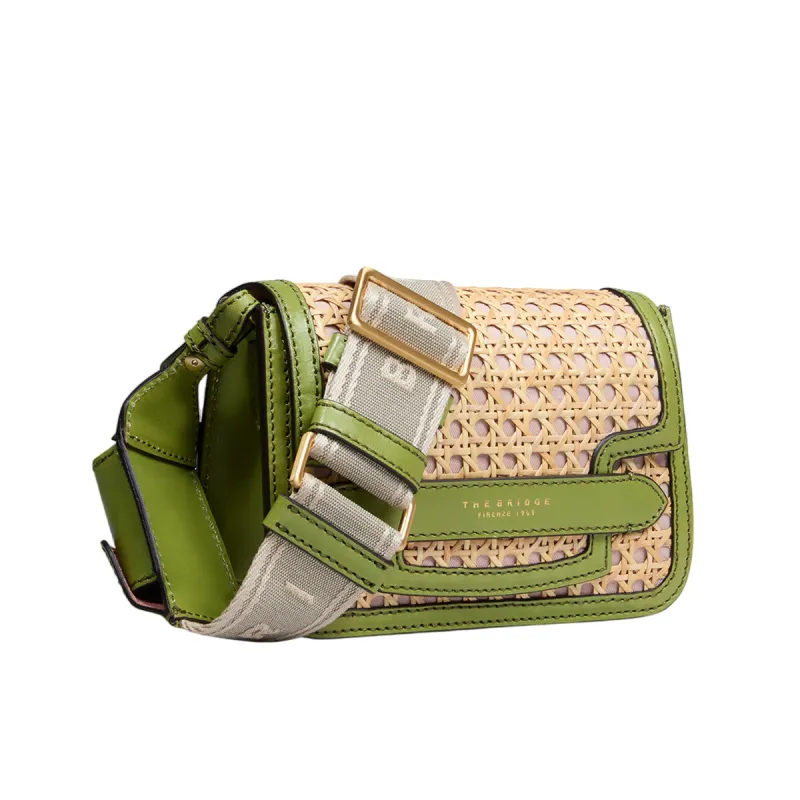 Borsa a tracolla in paglia di Vienna the Bridge, pistacchio 2