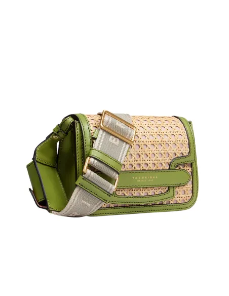 The Bridge Lucrezia cross-body bag in Vienna straw, pistachio green