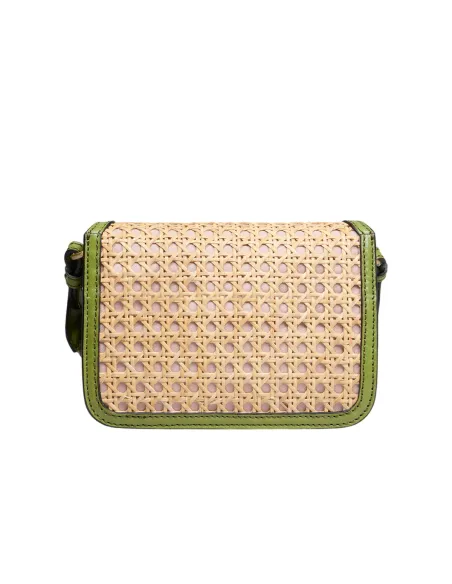 The Bridge Lucrezia cross-body bag in Vienna straw, pistachio green
