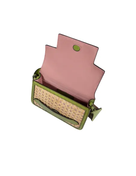 The Bridge Lucrezia cross-body bag in Vienna straw, pistachio green