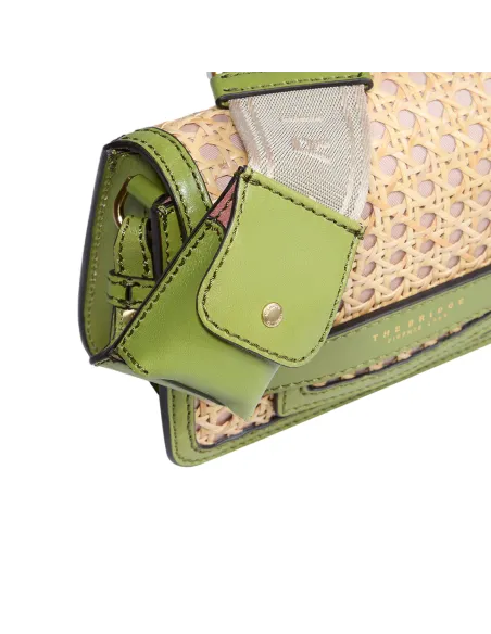 Borsa a tracolla in paglia di Vienna the Bridge, pistacchio
