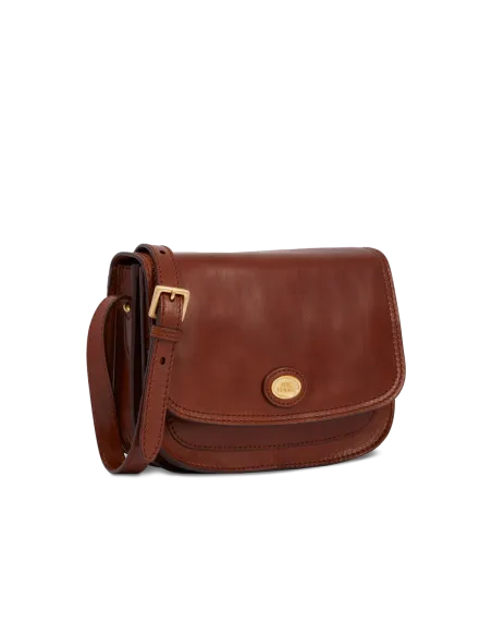 Borsa a tracolla con patta a tre scomparti The Bridge Story marrone