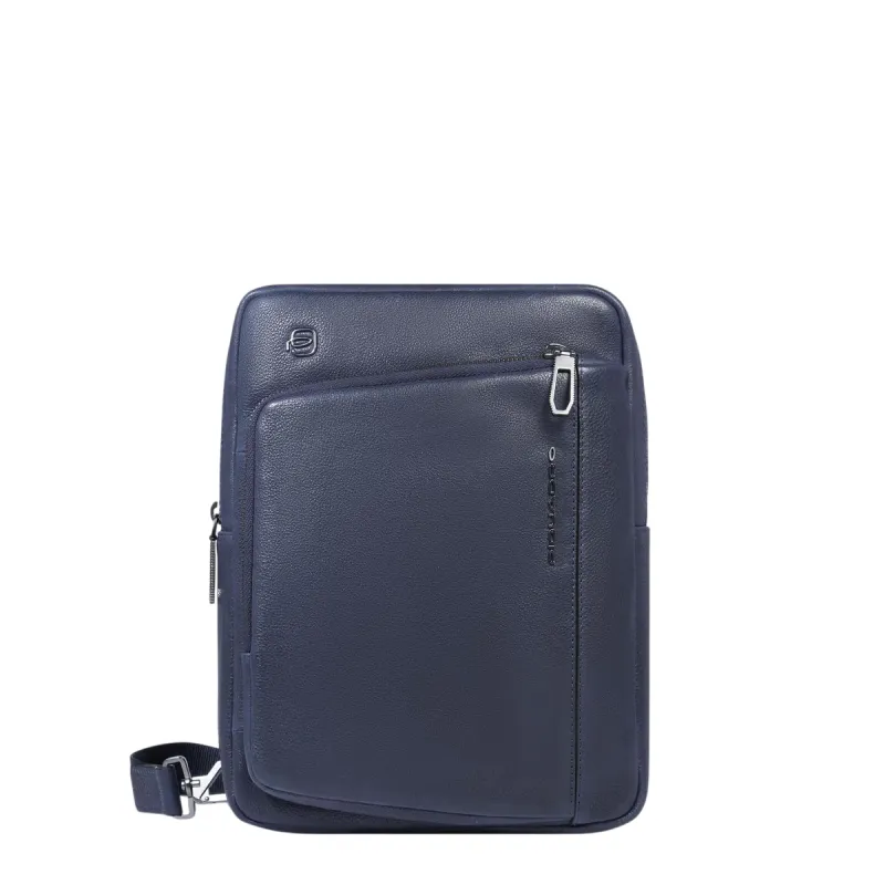 Piquadro Cronus iPad® Leather Men's Cross-Body Bag, Blue