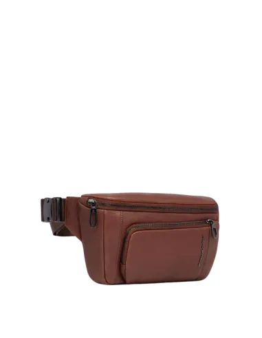 Piquadro Cronus leather bum bag, brown