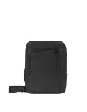 Piquadro Cronus iPad®mini Umhängetasche aus Leder, schwarz