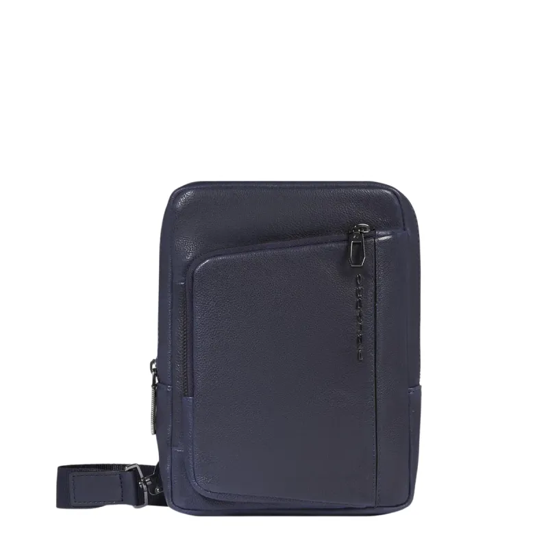 Borsello uomo in pelle porta iPad®mini Piquadro Cronus, blu
