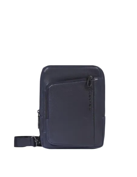 Piquadro Cronus iPad®mini Umhängetasche aus Leder, blau