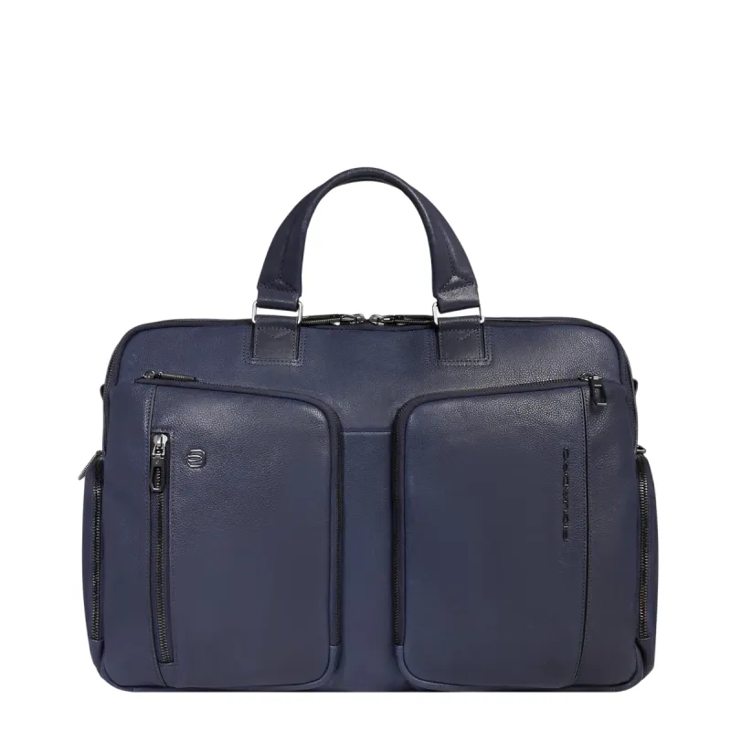 Piquadro Cronus 15.6 Laptoptasche mit zwei Fächern, blau