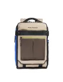 Piquadro Arne Computer und iPad® Rucksack aus recyceltem Stoff mit Schuhfach, beige-blau