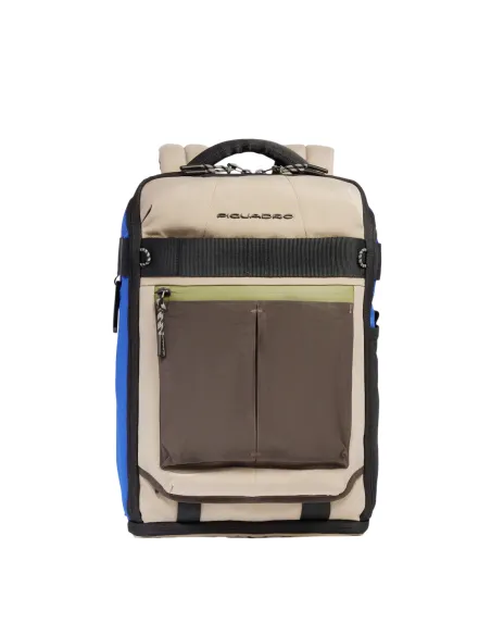 Zaino da viaggio con porta PC Piquadro Arne, beige-blu