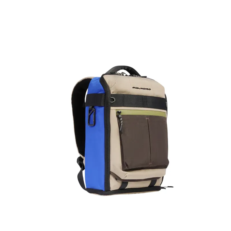 Zaino da viaggio con porta PC Piquadro Arne, beige-blu 2