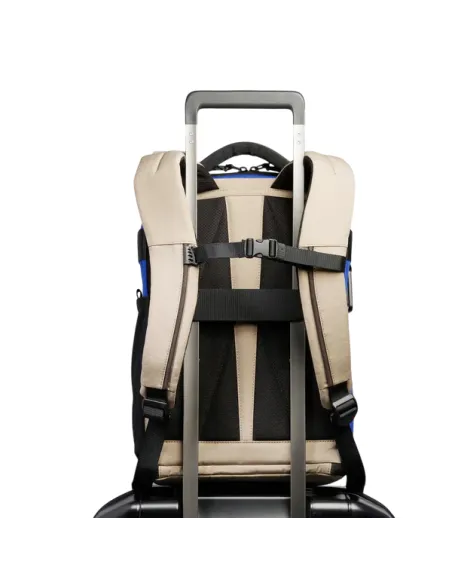 Piquadro Arne Computer und iPad® Rucksack aus recyceltem Stoff mit Schuhfach, beige-blau